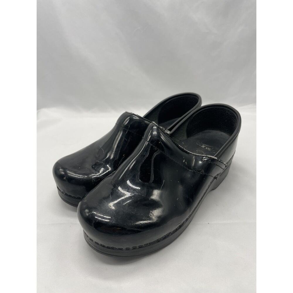 DANSKO SHINY BLACK LEATHER LOAFERS‎ CLOGS WORK SHOES US WOMENS SZ 6.5 EU 37